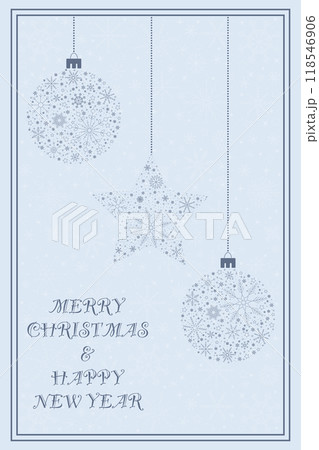 Christmas and New Year Card on Blue Background 118546906