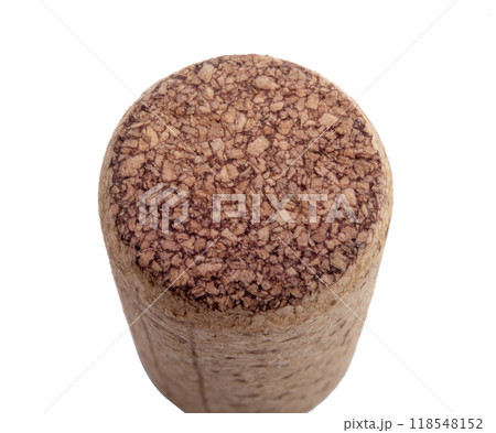 Vintage old wine cork isolated on the white Vintage old wine cork isolated on the white 118548152