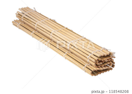 Bamboo mat wooden isolated on the white background Bamboo mat wooden isolated on the white background 118548208