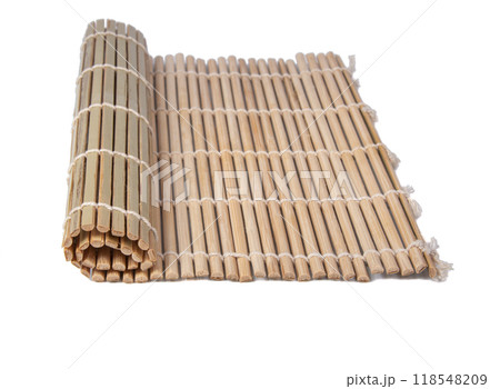 Bamboo mat wooden isolated on the white background Bamboo mat wooden isolated on the white background 118548209