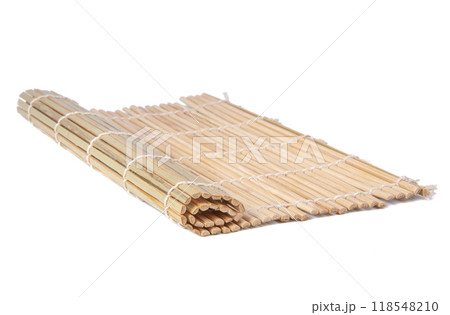 Bamboo mat wooden isolated on the white background 118548210