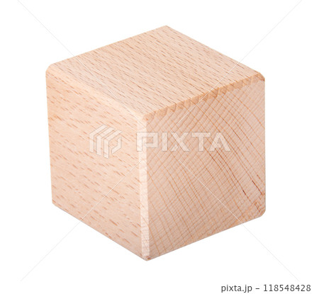 Wooden square brick cubic isolated on the white Wooden square brick cubic isolated on the white 118548428