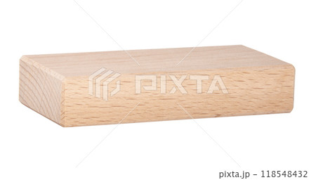 One wooden brick toy isolated on the white 118548432
