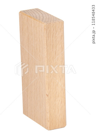 One wooden brick toy isolated on the white 118548433