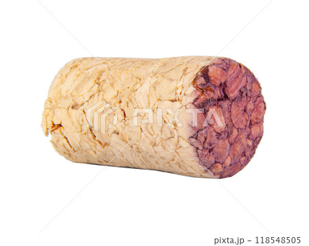 Vintage wine cork red circle isolated on the white Vintage wine cork red circle isolated on the white 118548505