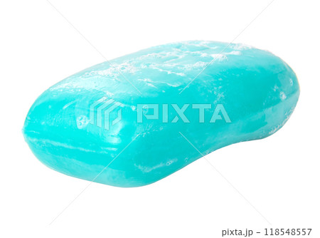 Blue one piece of soap isolated on the white 118548557