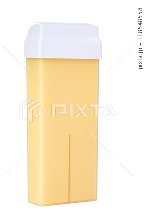 Yellow wax in cartridge for depilation or epilation isolated on the white 118548558