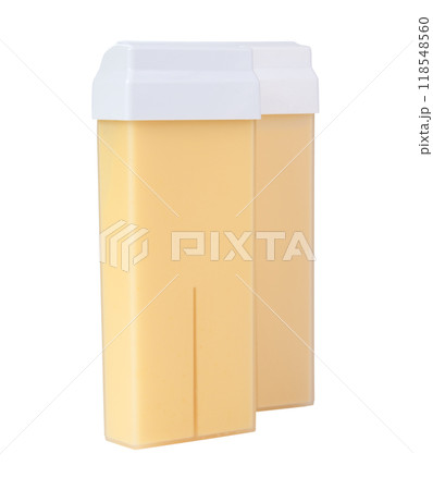 Yellow wax in cartridge for depilation or epilation isolated on the white Yellow wax in cartridge for depilation or epilation isolated on the white 118548560