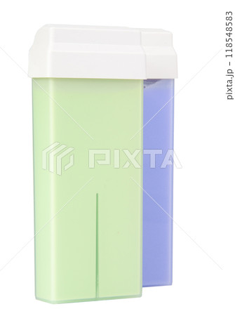 Multicolor wax in cartridge for depilation or epilation isolated on the white 118548583