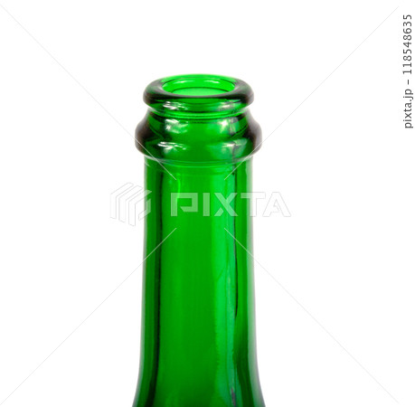 One green wine champange bottle isolated on the white 118548635