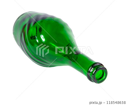 One green wine champange bottle isolated on the white 118548638