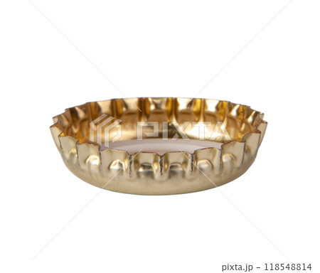 Metallic bronze beer cap isolated on the white Metallic bronze beer cap isolated on the white 118548814