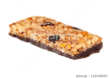 Protein muesli granola bar isolated on the white 118548843