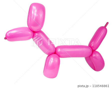 Pink craft balloon dog isolated on the white 118548861