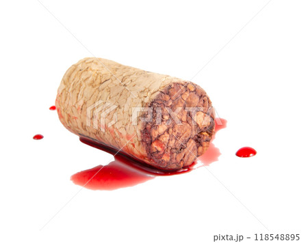 Wine vintage cork isolated on the white 118548895