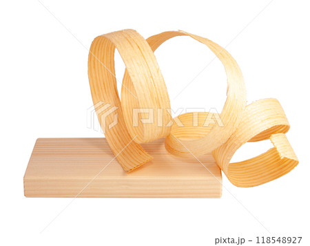 Wooden spiral sawdust isolated on the white 118548927