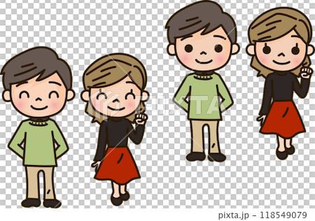 Young man and woman illustration set 118549079