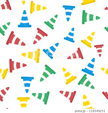 カラーコーンのシームレスパターン 118549251