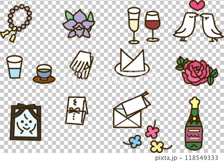 可愛的手繪插圖，可用於儀式場合 118549333