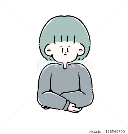 お腹を押さえている女性 118549700
