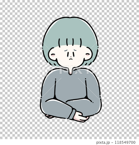 お腹を押さえている女性 118549700