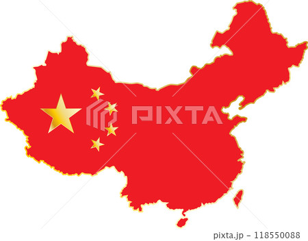 Map of China with flag on White Background. China Day. Vector illustration 118550088
