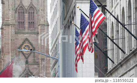 New York Manhattan Downtown Financial District, USA. American Wall street Stock Exchange building. 118550122