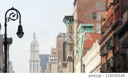 New York City Manhattan Soho fashion district near Broadway street. USA urban building architecture. 118550184