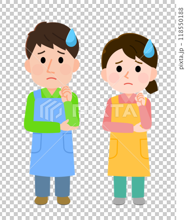 困り顔の保育士さん　男女　イラスト 118550188