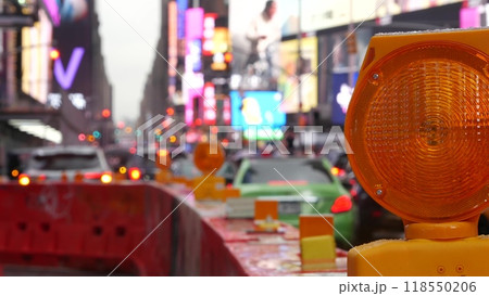 New York City Times Square, Manhattan Midtown Broadway street, USA. Roadwork construction, traffic. 118550206