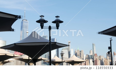 New York City waterfront skyline, Manhattan Downtown Financial district, World Trade Center cityscape New York City waterfront skyline, Manhattan Downtown Financial district, World Trade Center cityscape 118550333