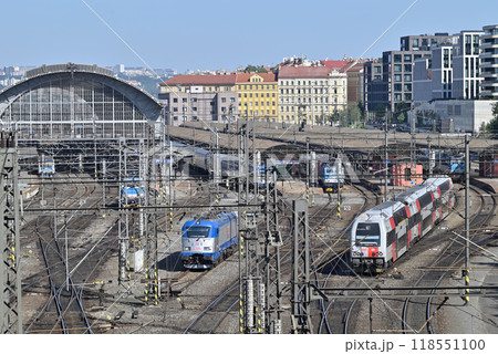 Prague Main Railway Station (Praha hlavni nadrazi), the busiest railway hub in Czechia, in Prague, capital of Czech Republic 118551100