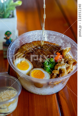 Chashu Rice Bowl on the Table 118551140