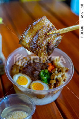 Chashu Rice Bowl on the Table 118551148