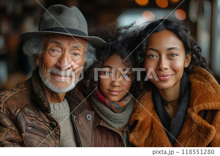 A family portrait with multiple generations diverse and inclusive 118551280