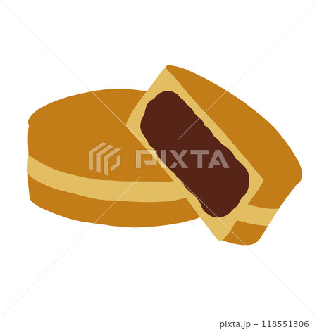 Hand drawn red bean bun for Japanese sweet dessert, snack, street food, cafe, restaurant, menu, recipe, cook book, ingredients, Asian food, lunch, dinner, department store, food zone, sticker 118551306
