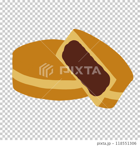 Hand drawn red bean bun for Japanese sweet dessert, snack, street food, cafe, restaurant, menu, recipe, cook book, ingredients, Asian food, lunch, dinner, department store, food zone, sticker 118551306