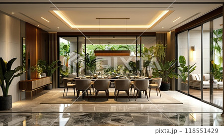 A VR design of a spacious dining room 118551429