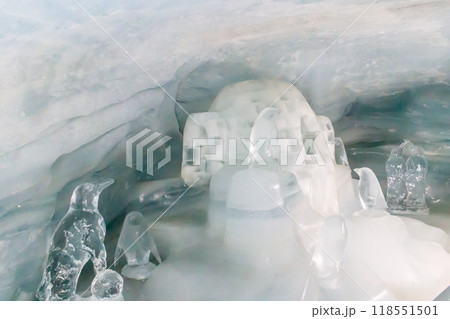 Ice sculptures in Ice Palace of Jungfraujoch Station in Switzerland 118551501