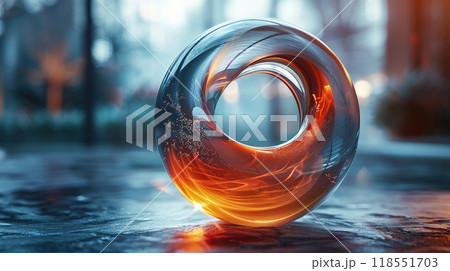 A 3D glass logo with a futuristic look. 118551703