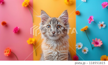 A pet collage with cute animal photos and playful decorations. A pet collage with cute animal photos and playful decorations. 118551815