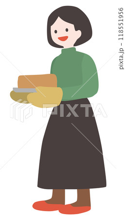 ケーキを焼いた女性のベクターイラスト ケーキを焼いた女性のベクターイラスト 118551956