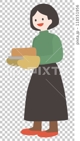 ケーキを焼いた女性のベクターイラスト ケーキを焼いた女性のベクターイラスト 118551956