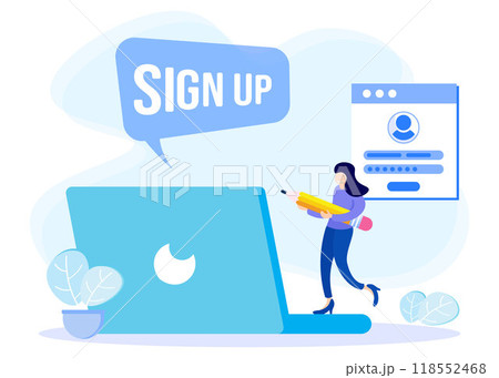 Illustration vector graphic cartoon character of online registration 118552468