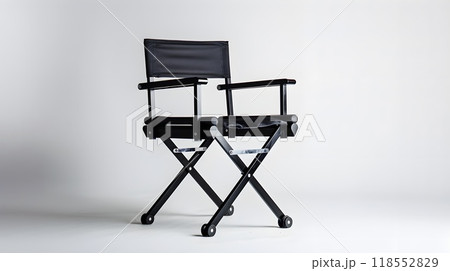 Minimalist Metal Black Director Chair for Makeup Artists with Foldable Design and Beige Canvas Seat Perfect for Beauty Studios Minimalist Metal Black Director Chair for Makeup Artists with Foldable Design and Beige Canvas Seat Perfect for Beauty Studios 118552829