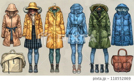 An outline illustration of different types of trees. 118552869