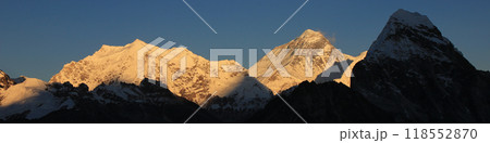 Top of the world, Mount Everest in autumn at sunset, Nepal. 118552870