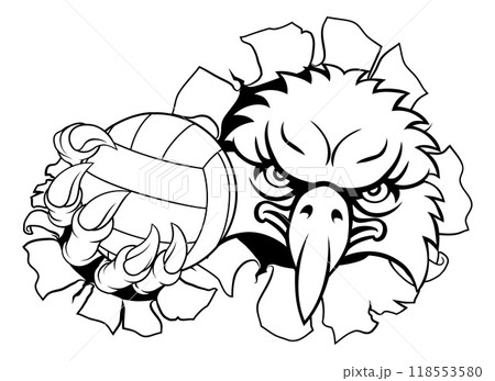 Eagle Hawk Bird Volleyball Volley Ball Mascot 118553580
