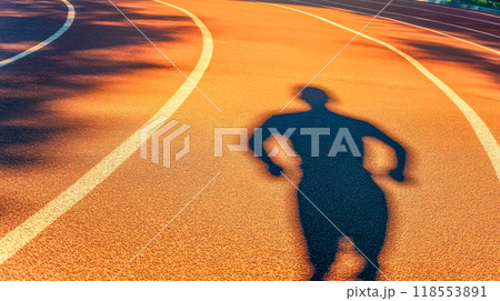 Shadow of athlete running on a curved trackのイラスト素材 [118553891] - PIXTA