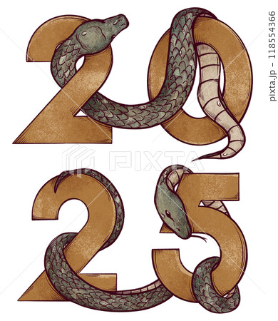 2025 Year of the Snake Symbol, hand drawn sketch illustration 118554366